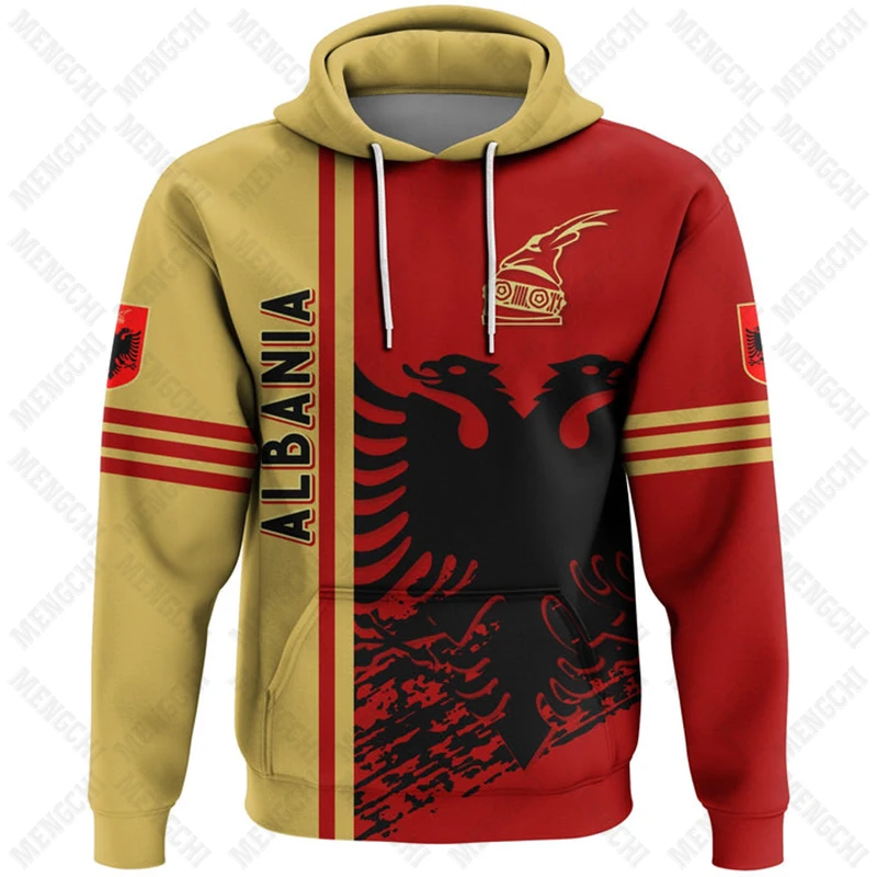 Albania Flag Pattern Hoodies For Men and Women Loose Unisex Clothing Sweatshirts Boy Casual Clothing Oversized Streetwear