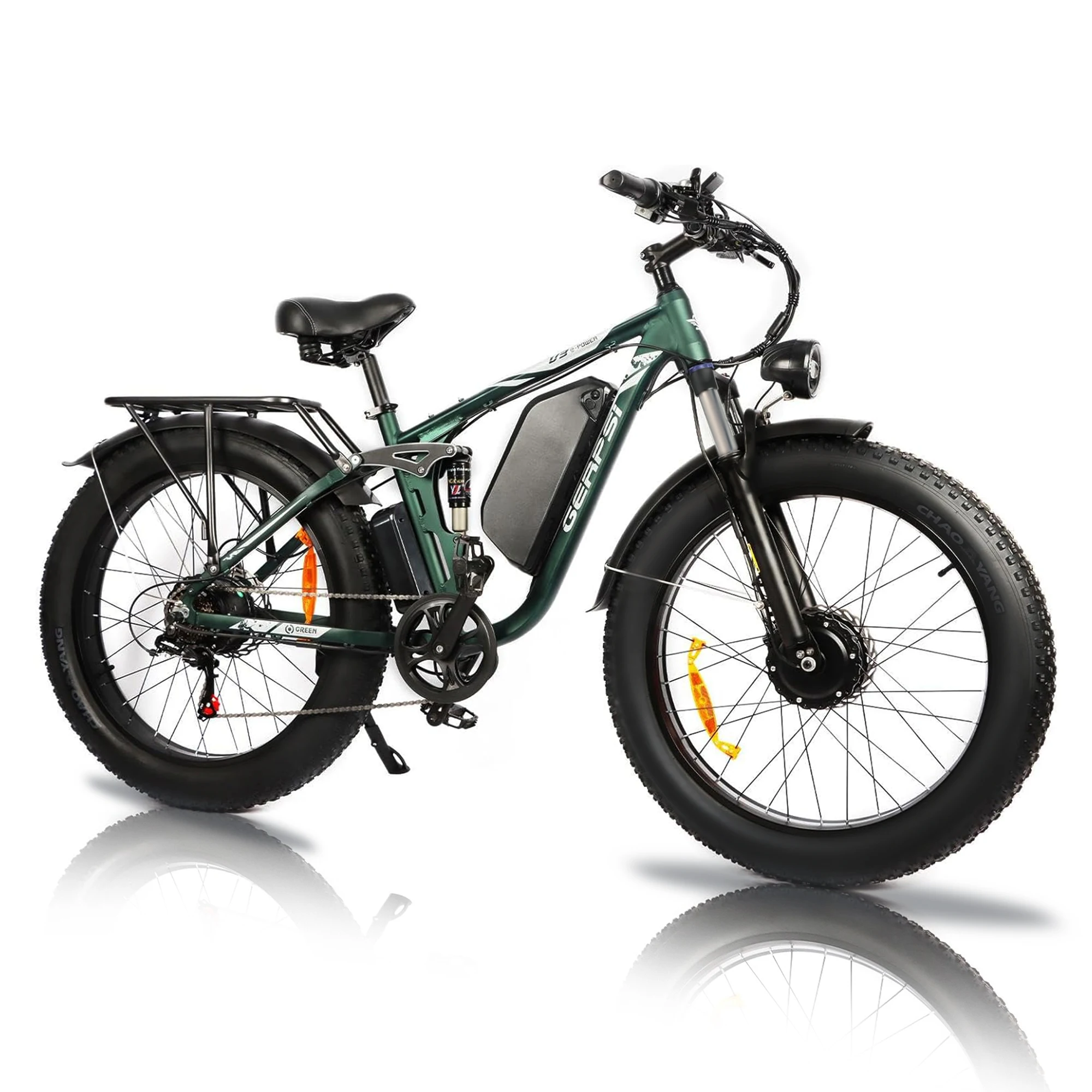 BAOLUJIE 26 Inches Adult Electric Mountain Bike 25Ah Battery, 3000W Dual Motor Ebike, 7-speed Electric Bicycle Fat Tire Ebike