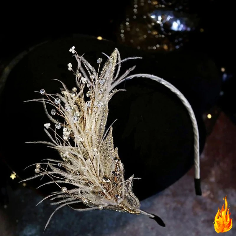 Personalized Fashion Feather Hair Accessories Dance Parties Bride Decoration Photography Prop Creative Headband with package