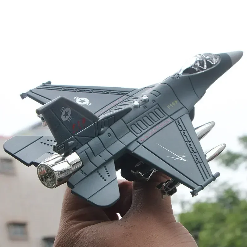 Alloy Model Military Enthusiast Collection Model Electronic Sound & Light F16 Fighte Air Force Airplane Plane Kids Child Gift