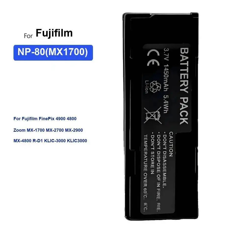 

Battery NP-80 MX1700 1450Mah For Fujifilm Finepix 4900 4800 Zoom MX-1700 MX-2700 MX-2900 MX-4800 R-D1 Klic-3000 KLIC3000