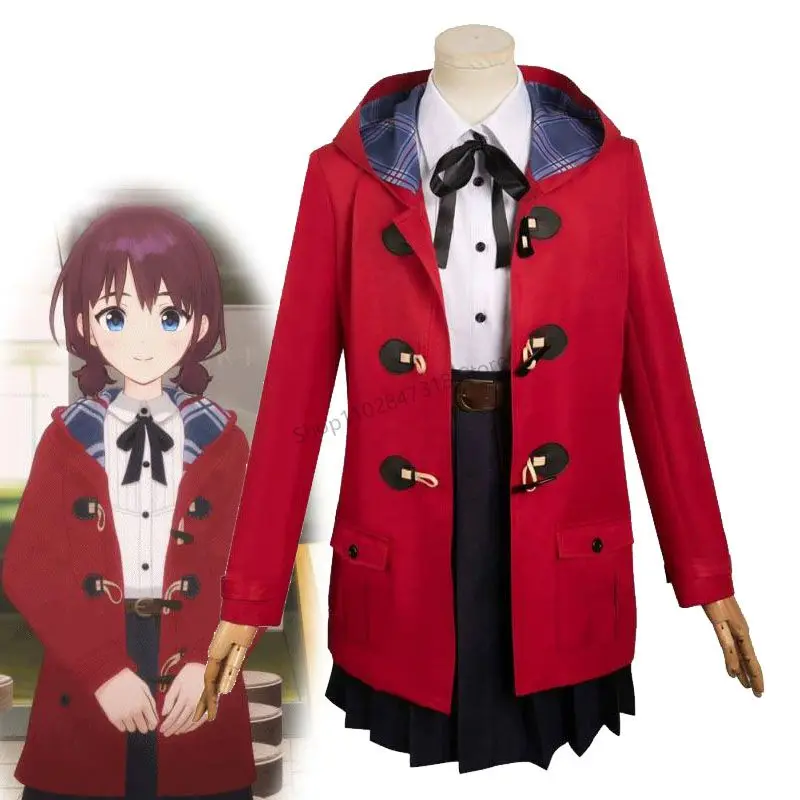 

Girls Band Cry Iseri Nina Cosplay Costumes Female Anime Clothing Togenashi Togeari Lead Singer Red Coat And JK Uniform Skirts