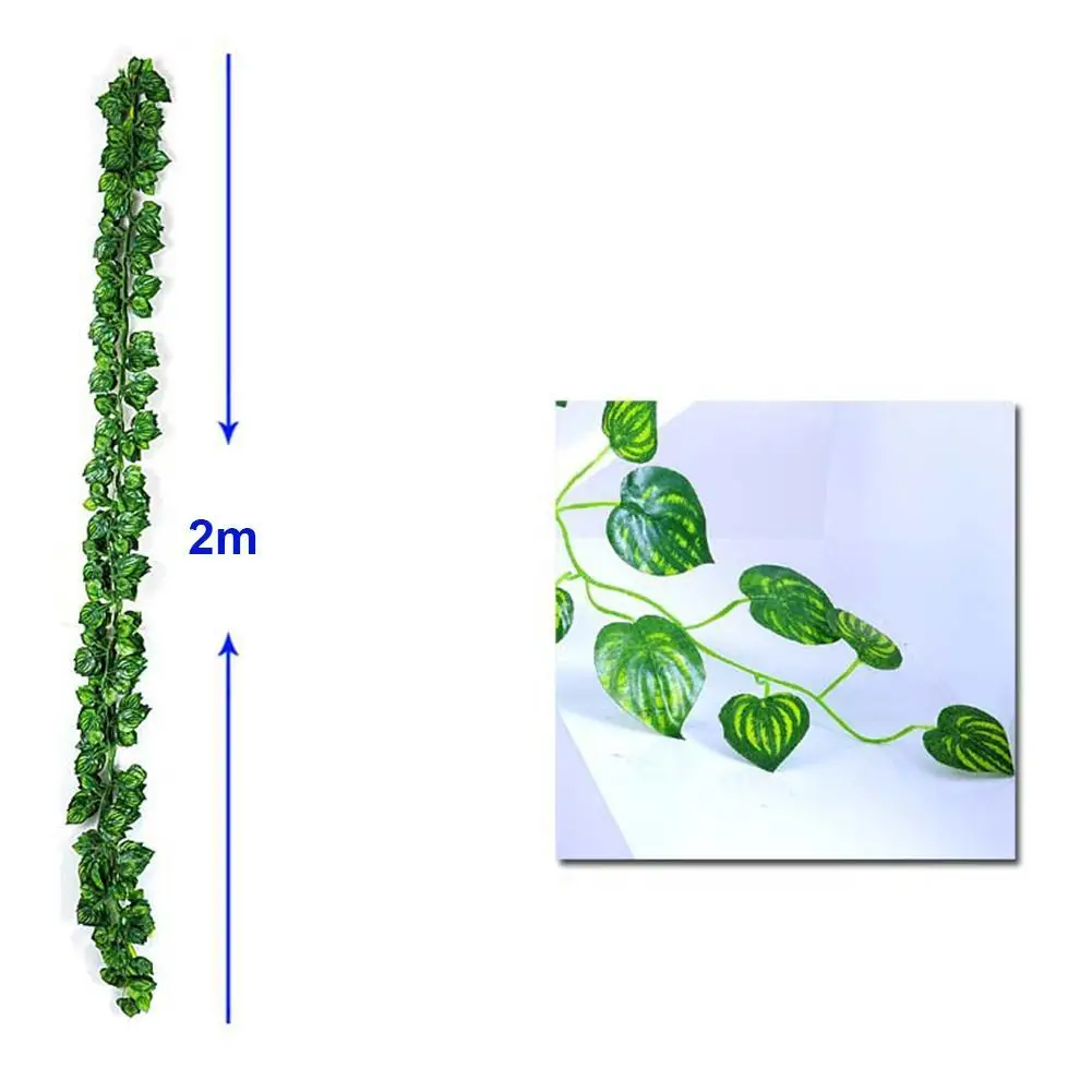 2M Leaf Vine Artificial Hanging Plants Liana Silk Fake Ivy Leaves for Wall Green Garland Decoration Home Decoration Party Vines