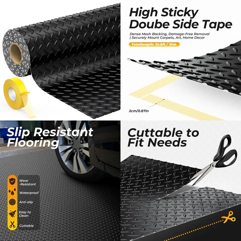 سجادات أرضية جراج مطاطية سميكة 2.8 مم، 140.4 SQFT، مناسبة للسيارات، تحت تخزين السيارة، لفة 7.8 × 18 قدم #1