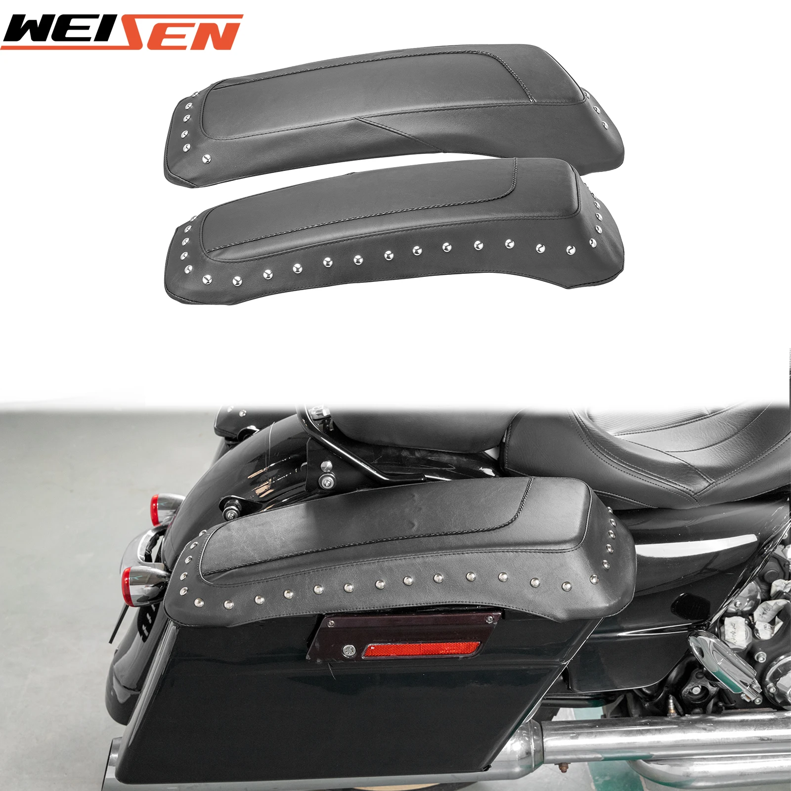 For 1993-2013 Harley Touring Electra Road King Street Glide Road Glide FLHT FLHX Motorcycle Seats Saddlebag Lid Covers PU