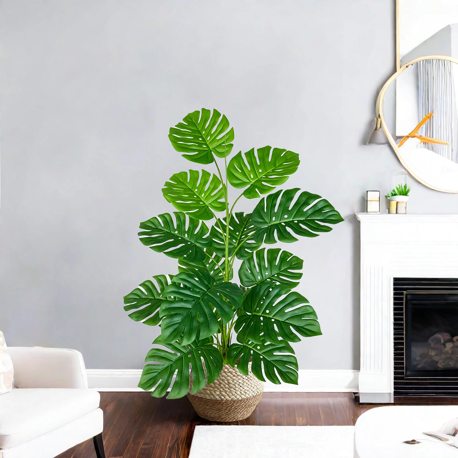 Planta Monstera de 65/100cm, hoja de plástico, rama de planta falsa, hojas realistas, planta Artificial ornamental de interior para decoración del