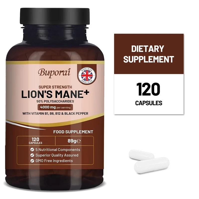 

Lions Mane Mushroom Supplement - Supports The Immune System and Brain Function, Helping Improve Mood and Cognitive Function