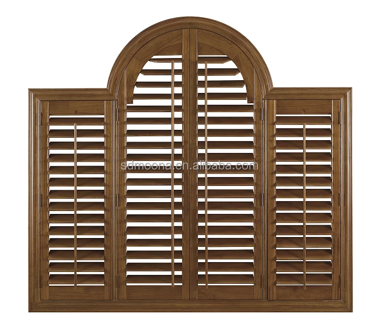 Wholesale Custom Wood&PVC Shutters Blind Waterproof Interior Exterior Plantation Shutters for Windows Horizontal view 4