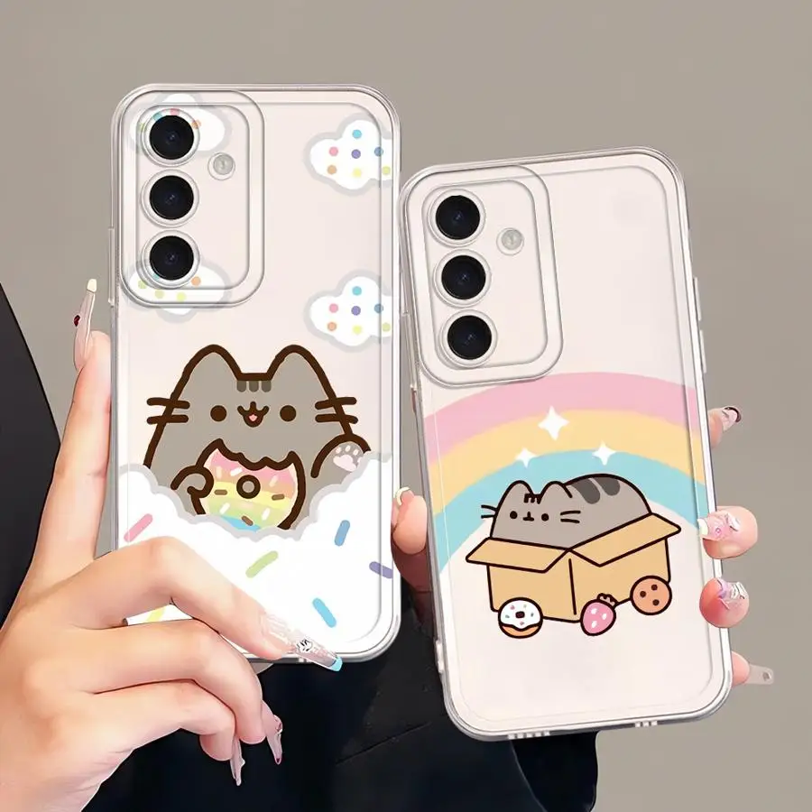 Funda Divertida para Teléfono con Diseño de Gato P-Pusheen para Samsung Galaxy A57 A36 A34 A26 A56 A55 A14 A52 A25 A16 A24 A15 A37 A35 A51 A23 A13