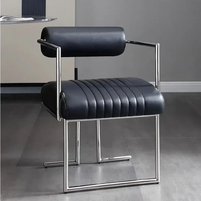 New Modern Simple Style Dining Chairs Stainless Steel Frame Seat Household Leisure Stool Soft Comfort Single Dining Rest Fu