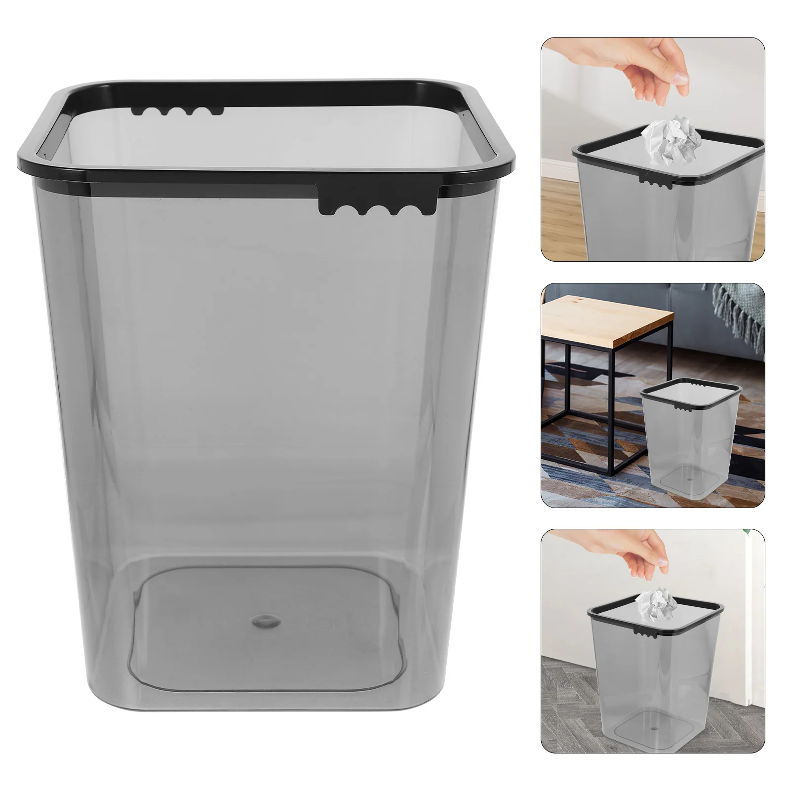 

Large Plastic Trash Can Simple Style No Lid Press Ring for Bag Living Room Bedroom Garbage Storage Bin Trash Can