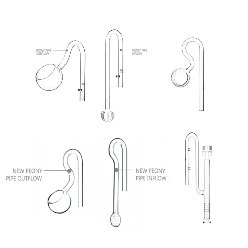 VIV Aquarium Glass Peony Pipe Inflow Outflow Spin Pipe Outflow Skimmer Inflow for Filter Tube Water Pump