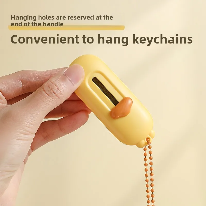 1 Stück, gelbe Ente magnetischer Kastenöffner Offenes Express-Paket-Box-Werkzeug Tragbarer Antihaft-Kastenöffner mit gezacktem Messer
