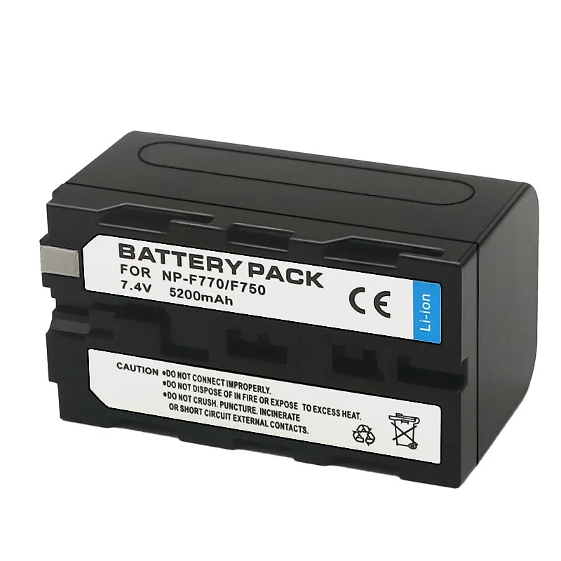 5200mAh For Sony NP-F770 NP-F780 F750 F730 Battery with LED Power Lndicator F970 F550 F570 F750 F770 MC1500C