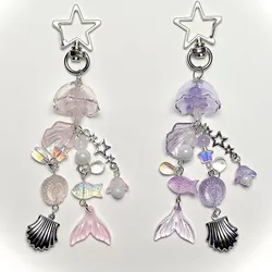 Jellyfish phone chart ocean theme keychain mermaid and conch keychain