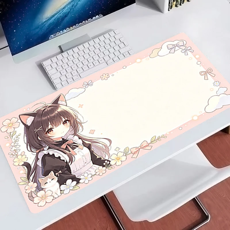 Soft and cute anime Mouse Pad Notbook Gamer Mouse Mat Pink Keyboard Pad Rubber Computer Extended Desk Mat Gamer Office MousePad