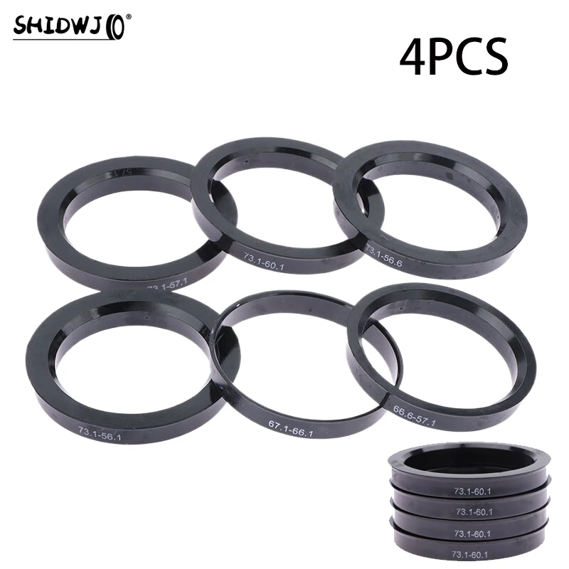 

4pcs Black Car Plastic Wheel Hub Centric Rings Center Bore 66.6-57.1 67.1-60.1 67.1-66.1 73.1-56.1 73.1-56.6 73.1-57.1 73.1-60.1