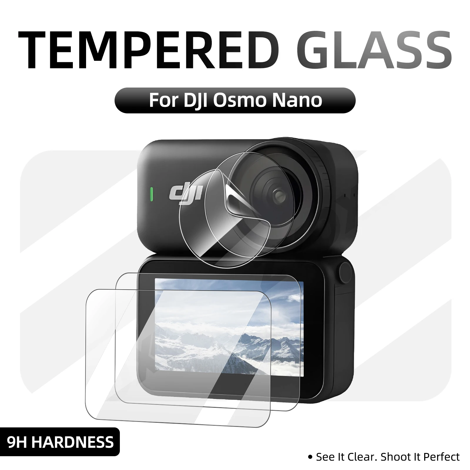 

9H Hardness Glass for DJI Osmo Nano, Screen & Lens Protector Clear Ultra-HD Tempered Glass Anti-scratch Film Accessories