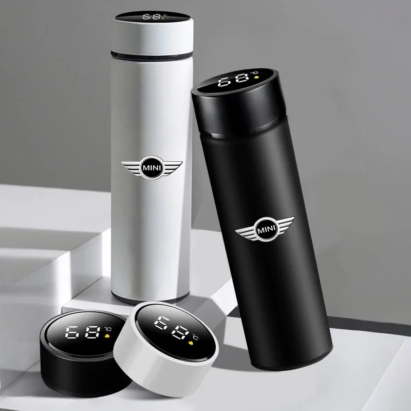New Car Smart Thermos Bottle Temperature Stainless Travel Mug Emblem For BMW Mini Cooper R50 R53 R55 R56 R60 R61 F54 F55 F56 F60