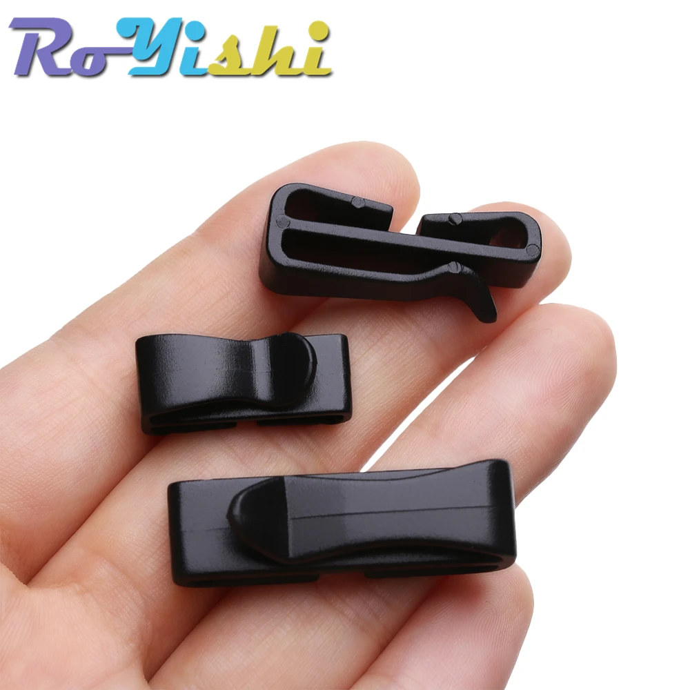 10 Pcs/Pack Quick Slip Keeper Buckle End Clip Slider Black For Molle Tactical Backpack Adjusting Strap Webbing 15-50mm