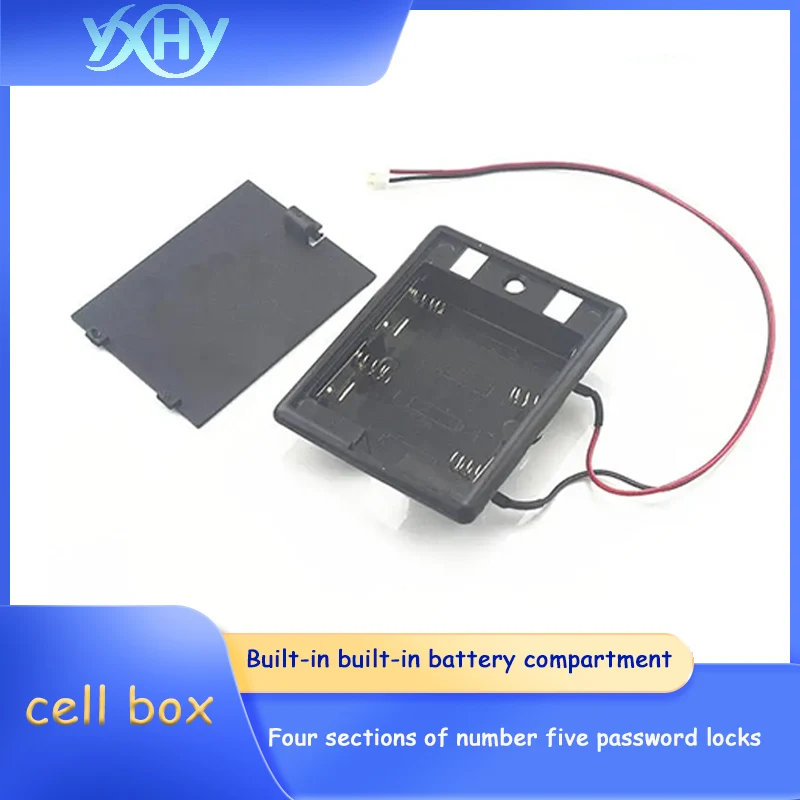 

Black 6V universal built-in embedded battery box with four 5V internal power supply boxes and accessories including wires