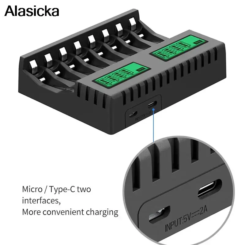 8-Slot LCD Display Smart Intelligent Battery Charger For AA/AAA NiCd NiMh Rechargeable Batteries aa aaa Charger