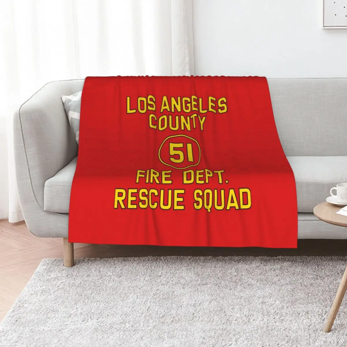Emergency Squad 51 Side of Truck Reproduction Logo Throw Blanket Soft Home Decor Blanket for Couch Bedroom