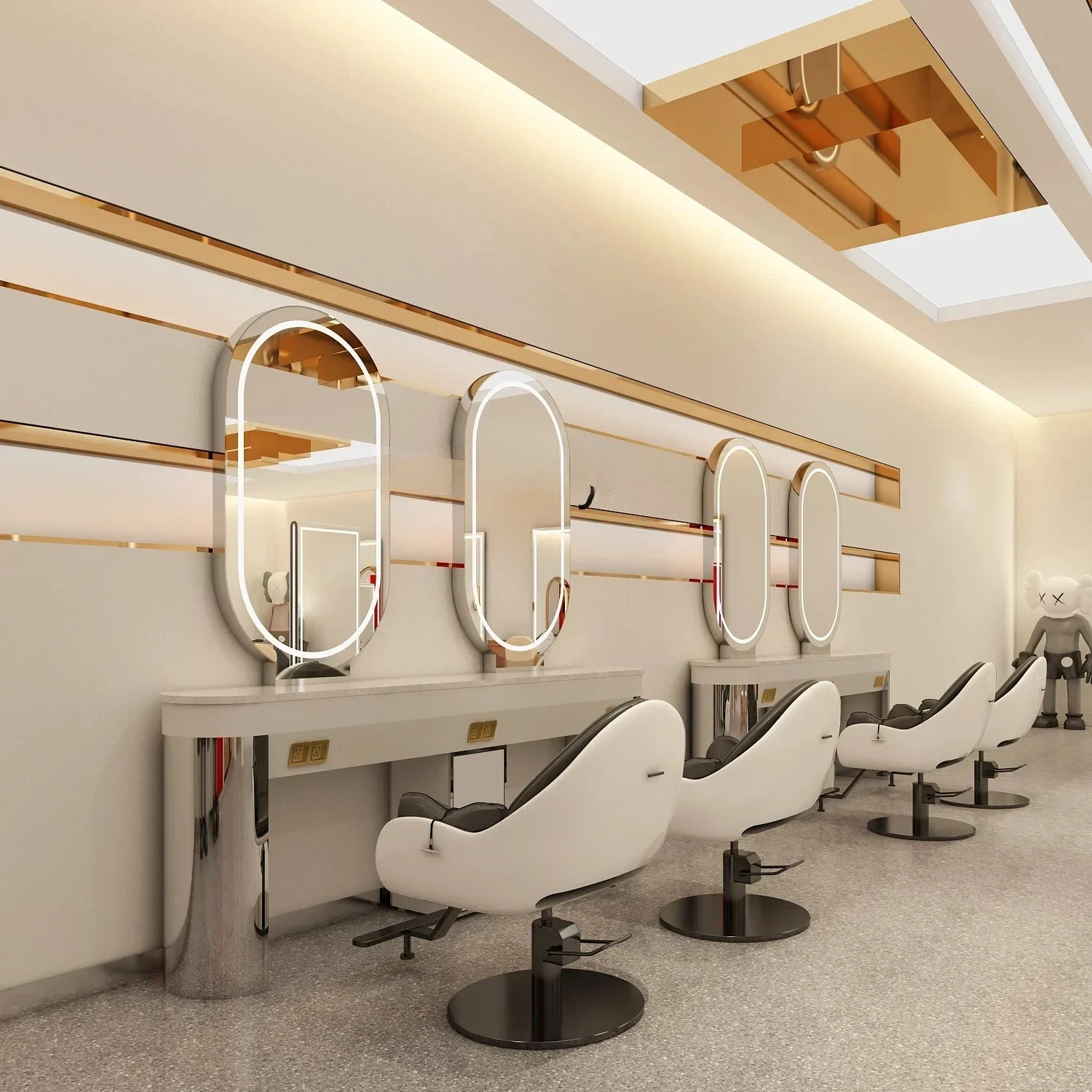 Y  Hair Salon Mirror Cabinet Integrated for Hair Salon Barber Shop Hot Dyeing Mirror with Light
