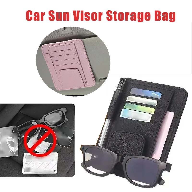 

Автомобильный солнцезащитный козырек-органайзер с несколькими карманами для хранения визитных карточек, держатель для солнцезащитных очков, зажим для очков, сумка для хранения 12,5*15 см