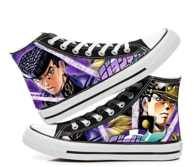 Cos jojo's bizarre sapatos de lona de aventura anime desenhos animados estudantes alta ajuda cosp casual confortável homens e mulheres faculdade