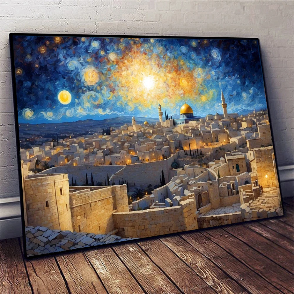 الحديث مسجد قماش اللوحة القدس مسلم المشارك الإسلامية طباعة جدار صورة فنية لغرفة المعيشة ديكور المنزل كوادروس