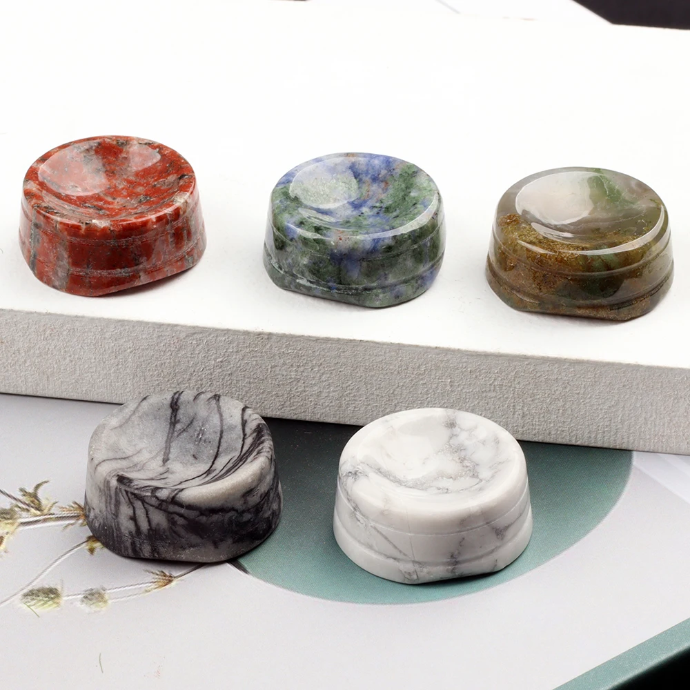 5 unids/set mezcla de Base de bola de cristal piedra Natural artesanías de Jade esfera redonda soporte de exhibición de huevos decoraciones para el hogar adornos de escritorio