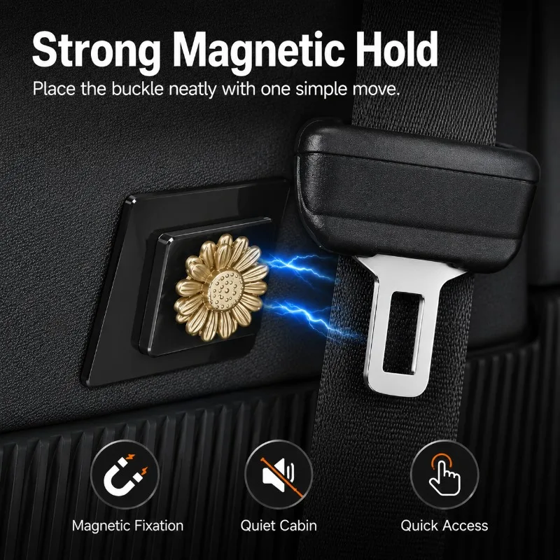 ABS Magnetic Car Seat Belt Buckle Holder Clip Universal Vehicle Interior Accessory Anti Rattle Self Adhesive Mount