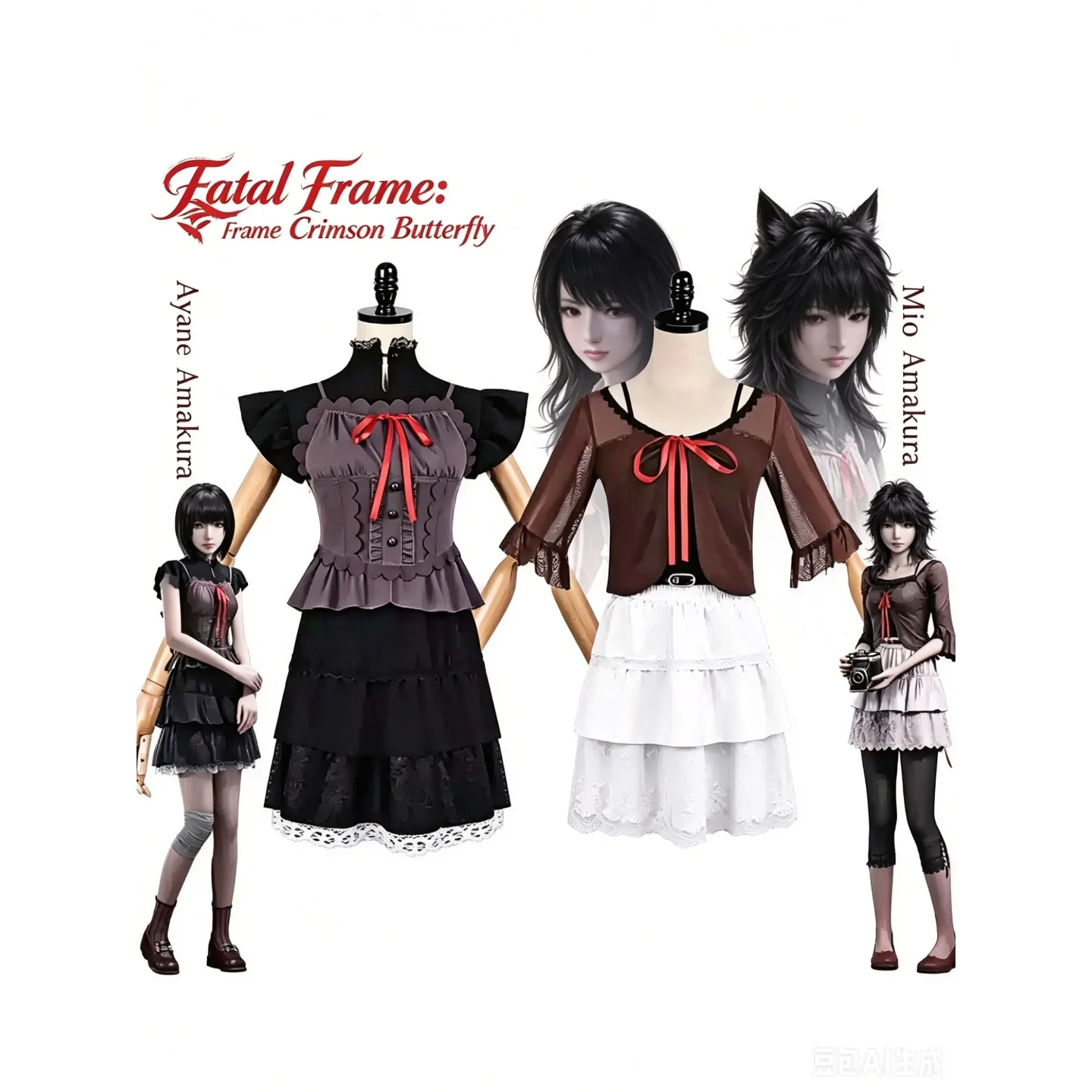 

Game Fatal Frame II Crimson Butterfly Amakura Mio Amakura Mayu Cosplay Costume Women Daily Clothes Uniform Halloween Scary Outfi