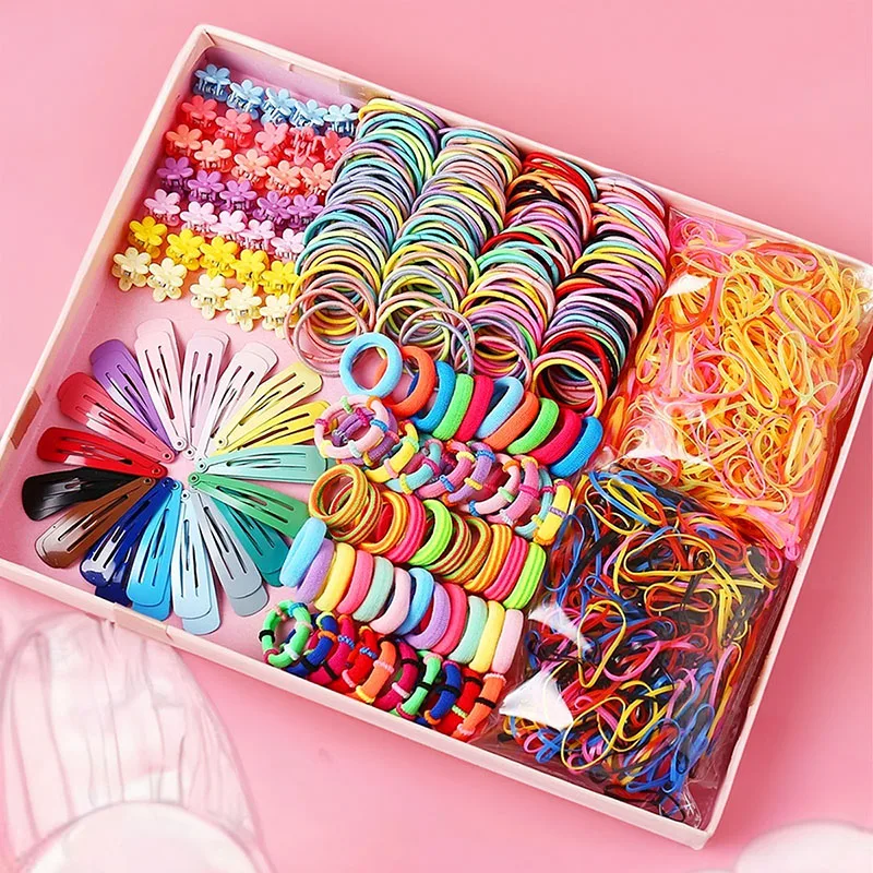 1800 pçs conjunto de acessórios para o cabelo da menina glamour delicado grampos de cabelo menina elástico faixas de cabelo flor garras de cabelo laços de cabelo a1314