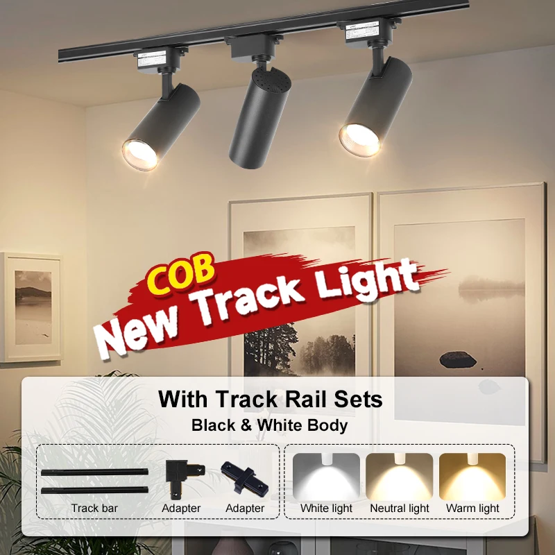 

Set Led Track Light Fixture COB Spotlight Led Rail Lighting for Living Room Bedroom Ceiling Track Lamp 220V Indoor Track Lights