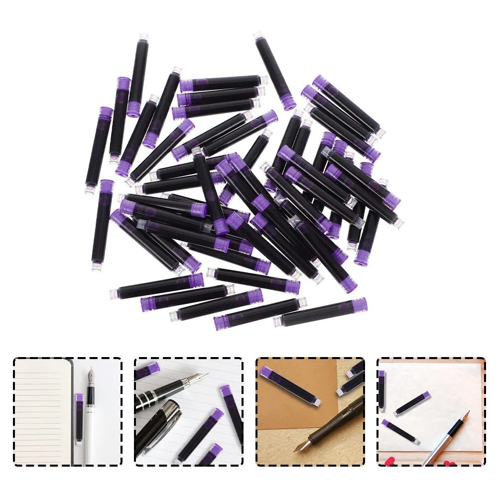 

100Pcs Erasable Purple Fountain Pen Ink Refills High-Grade Plastic Lightweight Portable Non-Fading Color Ideal for Students