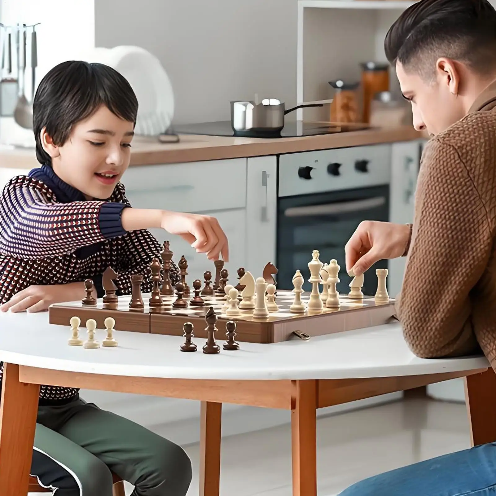 

Шахматная игра складной тип Магнитные деревянные шахматы и шашки Набор дорожных игрушек для классной комнаты ожидания Автомобильная поездка Домашний парк на открытом воздухе