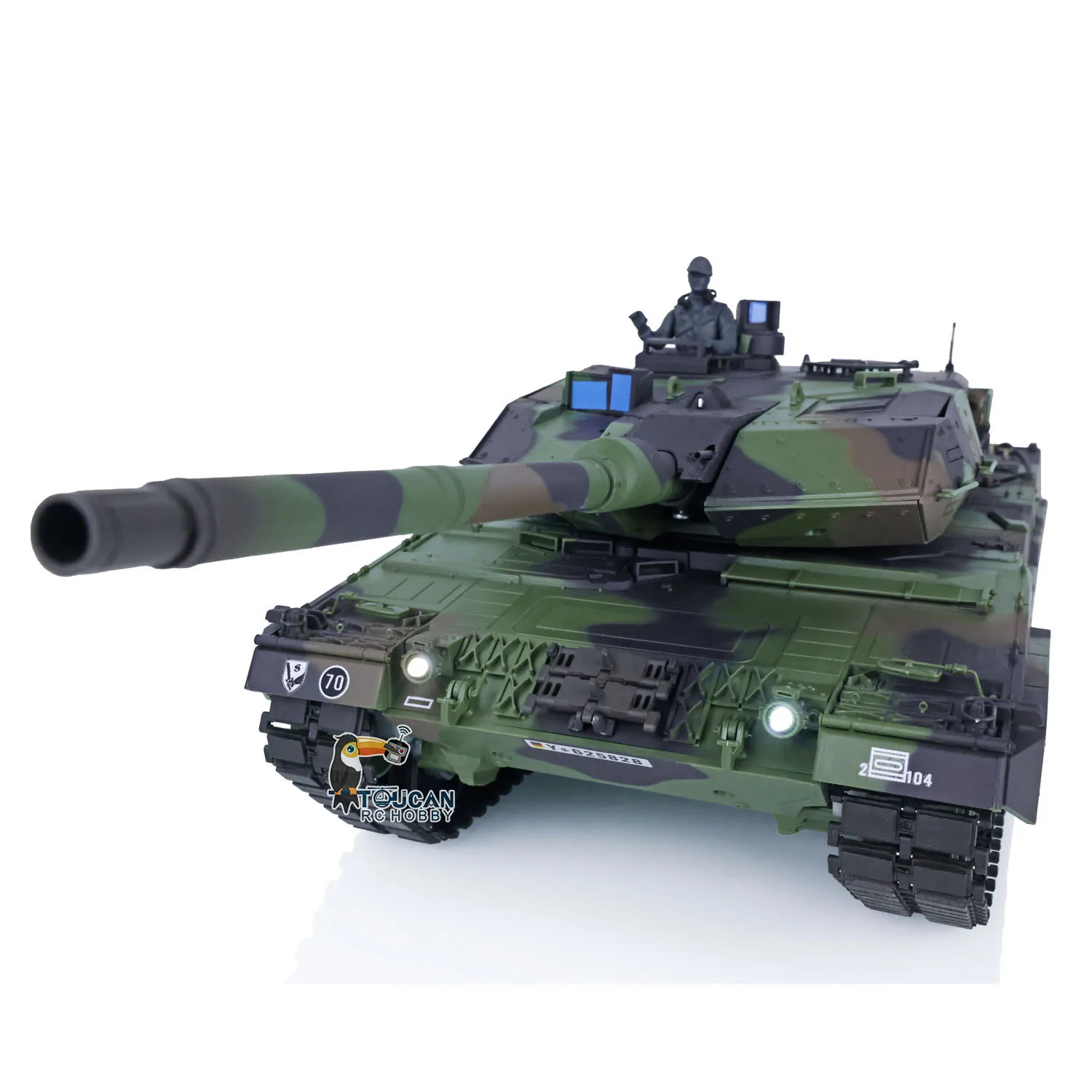 Heng Long 1/16 RC Tank Leopard2A6 7.0 3889 Commander Mirino panoramico rotante Pronto per correre le auto TH21230