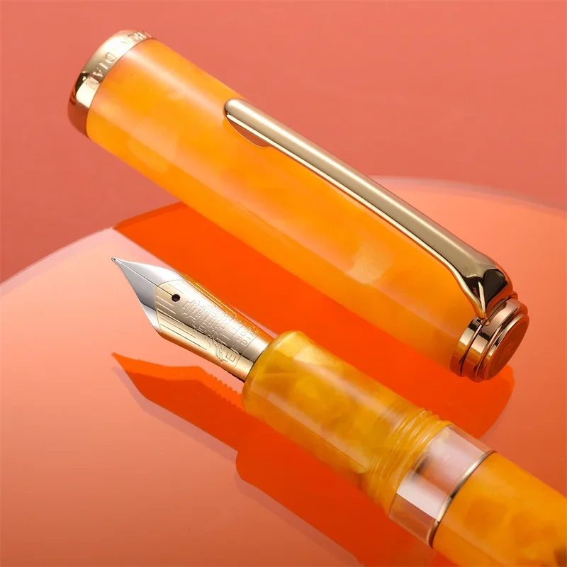 Hongdian N1S Piston Fountain Pen EF/ Long Knife Medium Nib, 4 Colors Acrylic Writing Gift Pen Set