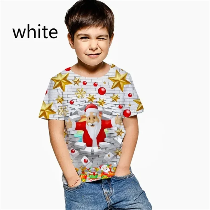 Christmas Gift Kids T Shirt 3D Printed Cartoon Santa Claus Short Sleeve Personality T-Shirt For Childrens Casual Tops Men Women