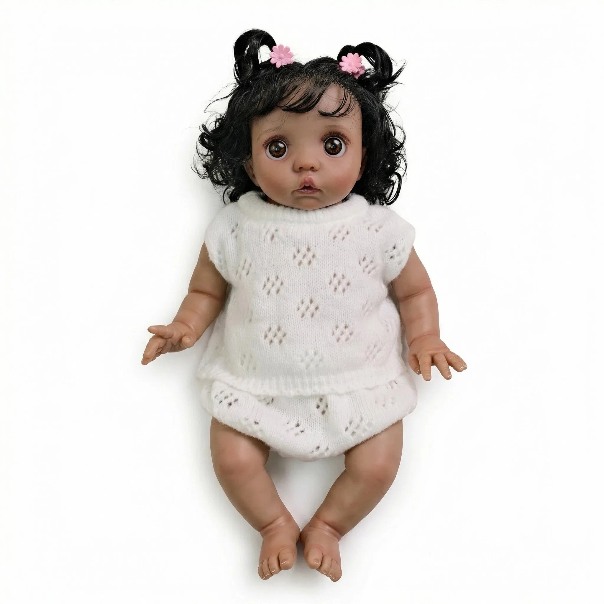 

1PC 16Inch Lifelike Newborn Baby Doll Realistic Reborn Cloth Body Handmade Painting Cute Hair Simulation Doll Holiday Gift