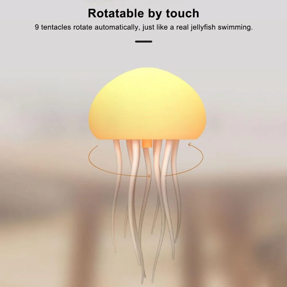 Modern Jellyfish Table Lamp USB Rechargeable Adjustable Color Changing LED Night Light with Polished Plastic Base