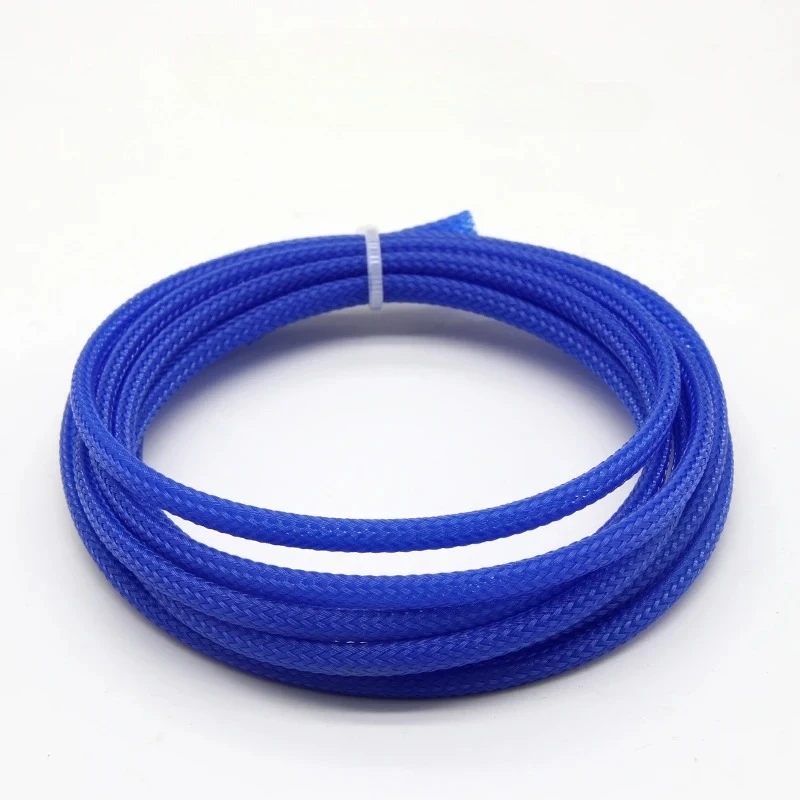 Blue 5M-16.5ft PET Insulation Braided Sleeve 3/4/6/8/10/12/14/16/20mm Cable Protection Wire Harness Expandable Braid Sheath