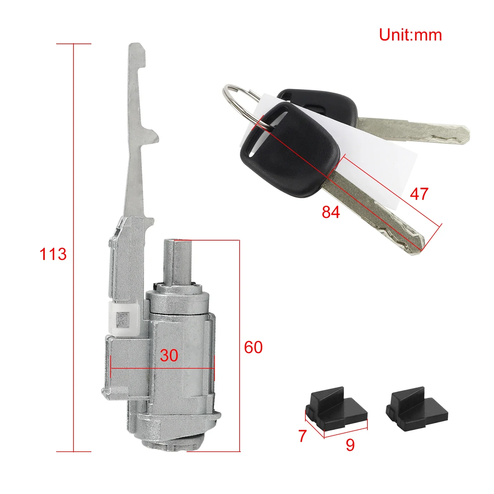 06351-TE0-A11 Ignition Switch Lock Cylinder w/2 Keys for Honda Accord Civic CR-V CR-Z Element Odyssey S2000 Acura MDX RDX TSX TL