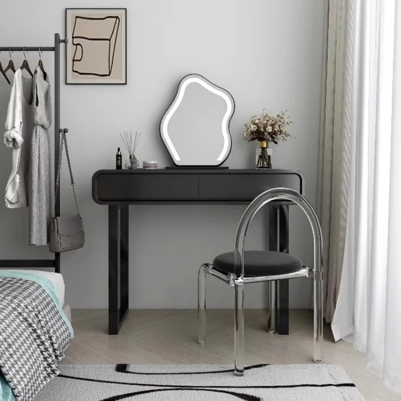 

Solid Wood Baking Paint Dressing Table New Modern and Simple Bedroom Black Makeup Table Cream Style Internet Famous Makeup Table