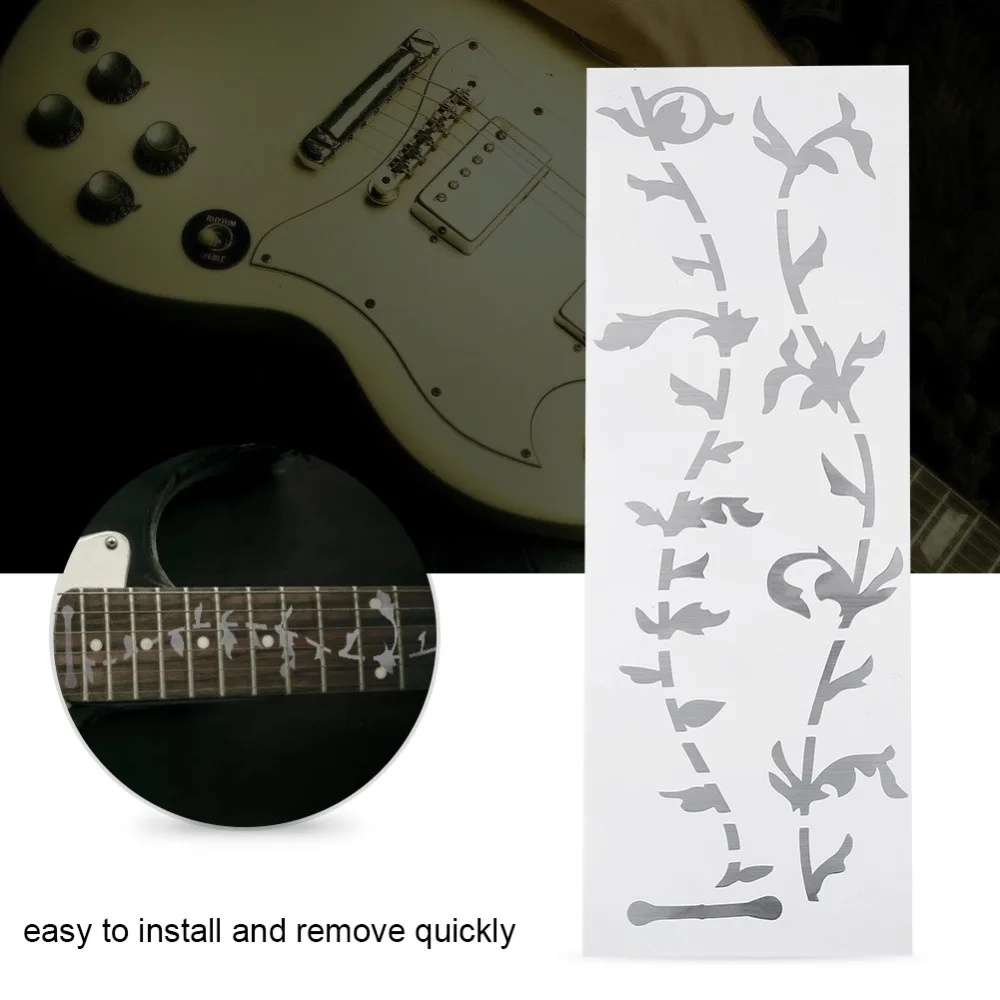 2PCS Silver Guitar Fretboard Markers Tree of Life Pattern DIY Application Inlay Stickers Self Adhesive Guitar Neck Stickers