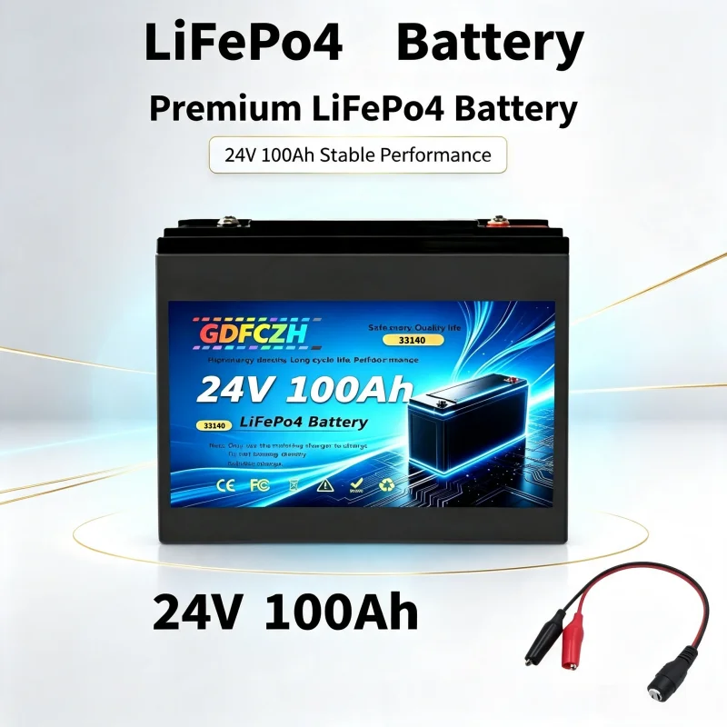Deep Cycle 24V LiFePO4 Battery 200Ah Built‑in 200A BMS Solar Energy Storage Battery For RV Yacht Off‑Grid Power Application