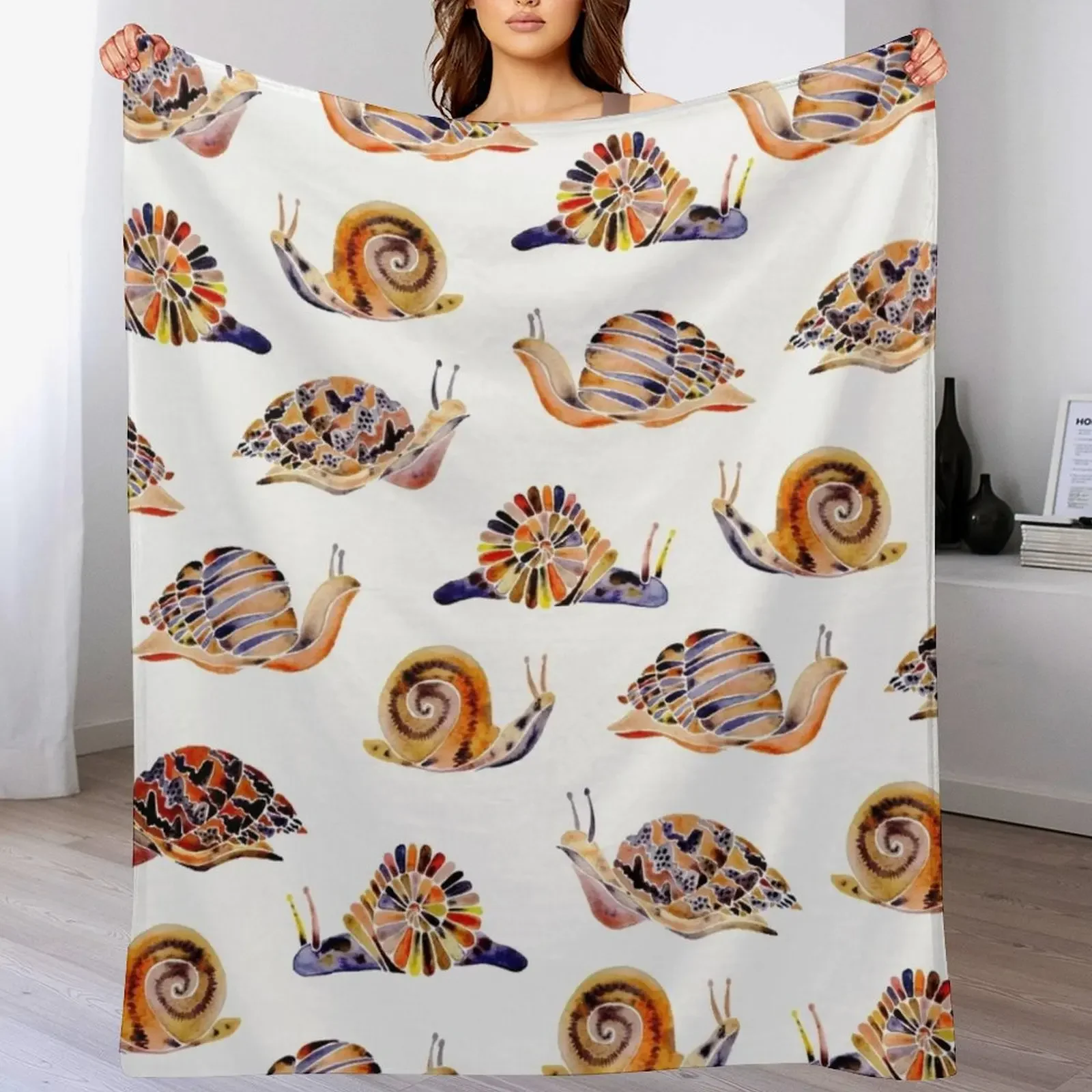 Snail Collection Throw Blanket Durable Warm Blanket for Daily Home Use