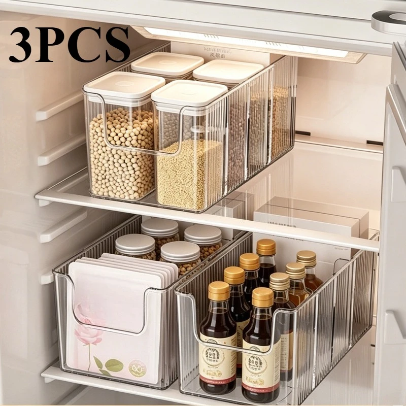 3pcs Kitchen Seasoning Storage Basket, Multi-Grid Adjustable Drawer Divider, Partition Storage Box for Spices Condiments